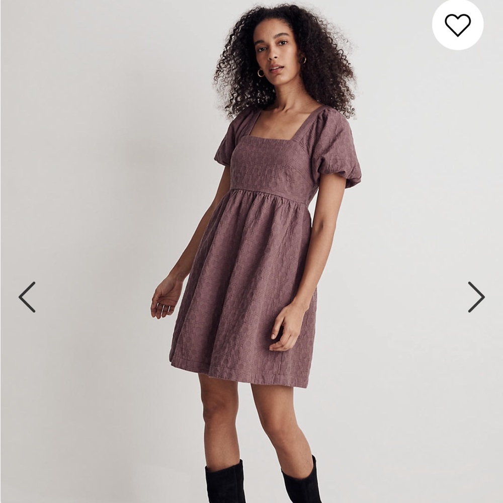 Madewell Floral Quilted Puff-Sleeve Mini Dress